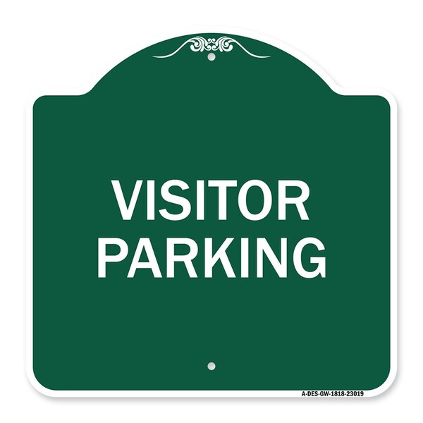 Reserved Parking Sign Visitor Parking, Green & White Aluminum Sign, 18" x 18", GW-1818-23019